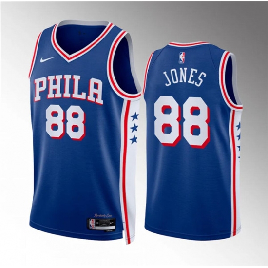 Men's Philadelphia 76ers #88 Kai Jones Royal Icon Edition Stitched Jersey - Ujersey
