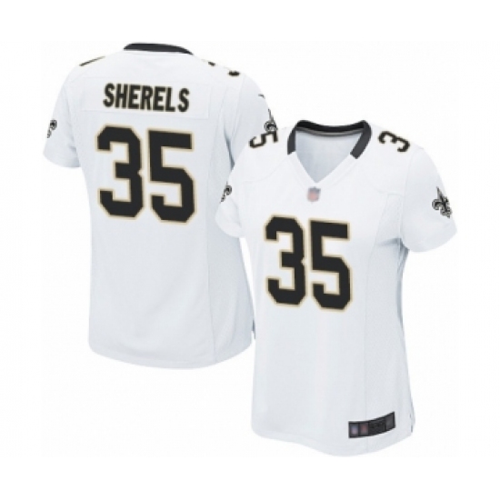 Women's New Orleans Saints #35 Marcus Sherels Game White Football Jersey - Ujersey
