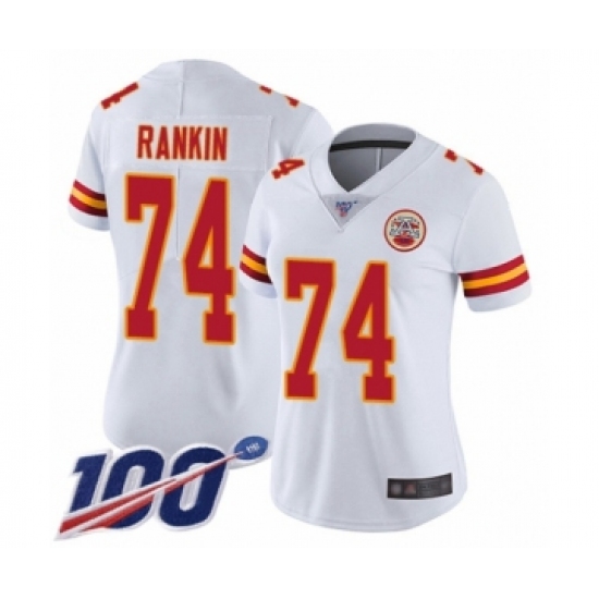 Women's Kansas City Chiefs #74 Martinas Rankin White Vapor Untouchable Limited Player 100th Season Football Jersey - Ujersey