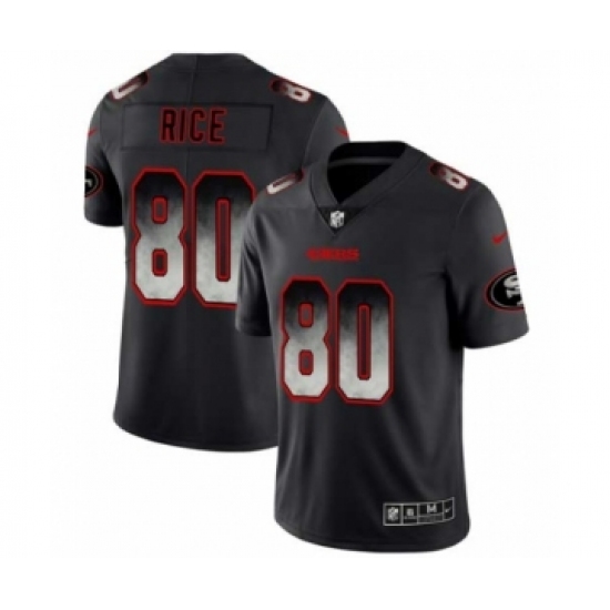 Men San Francisco 49ers #80 Jerry Rice Black Smoke Fashion Limited Jersey - Ujersey
