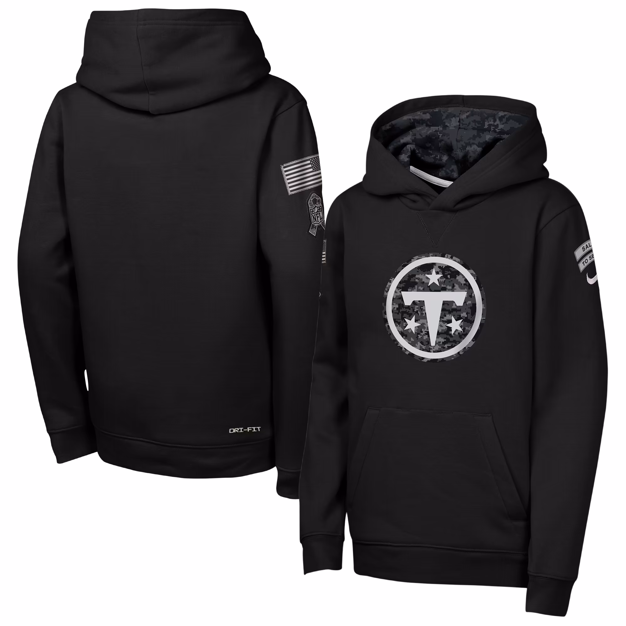 Youth Tennessee Titans  Nike Black 2026 Salute to Service Club Fleece Pullover Hoodie - Ujersey Shop