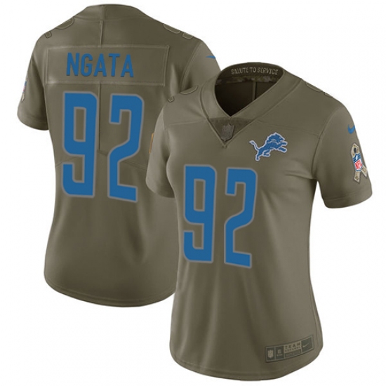 Women's Nike Detroit Lions #92 Haloti Ngata Limited Olive 2017 Salute to Service NFL Jersey - Ujersey