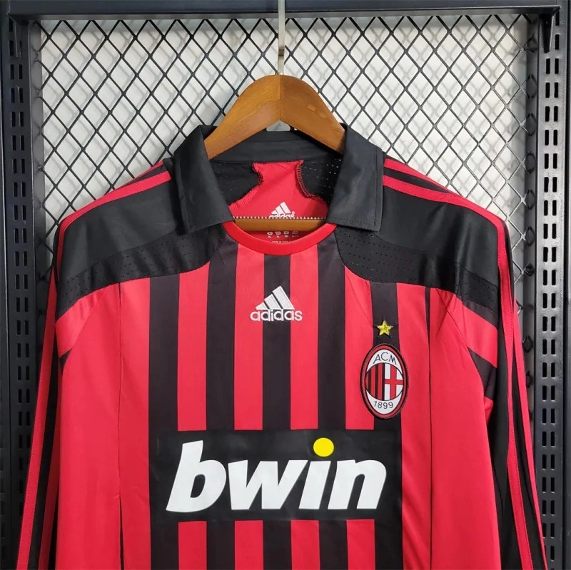 AC Milan Retro Soccer Jersey Home Long Sleeve Custom Shirt 2007/08 - U-jersey
