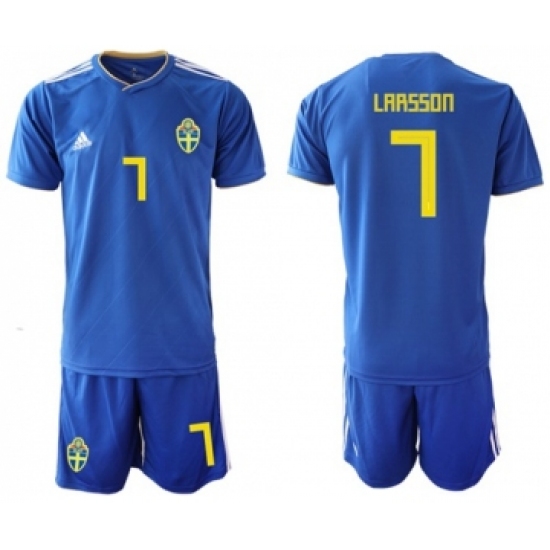 Sweden #7 Larsson Away Soccer Country Jersey
