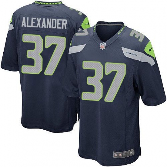 Men's Nike Seattle Seahawks #37 Shaun Alexander Game Steel Blue Team Color NFL Jersey - Ujersey