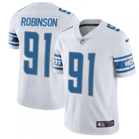 Men's Nike Detroit Lions #91 A'Shawn Robinson Elite White NFL Jersey - Ujersey