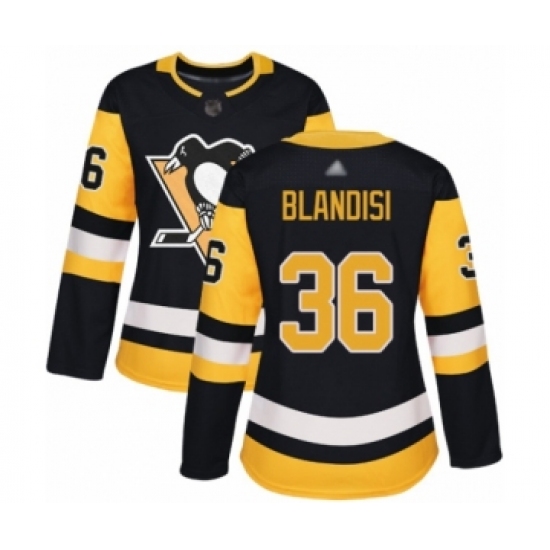 Women's Pittsburgh Penguins #36 Joseph Blandisi Authentic Black Home Hockey Jersey - Ujersey