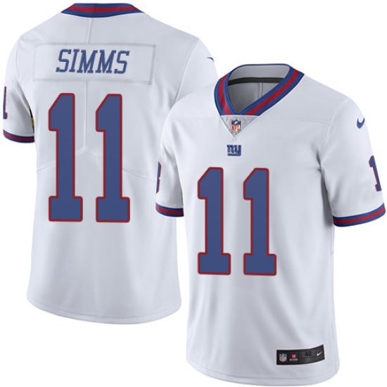 Men's Nike New York Giants #11 Phil Simms Elite White Rush Vapor Untouchable NFL Jersey - Ujersey