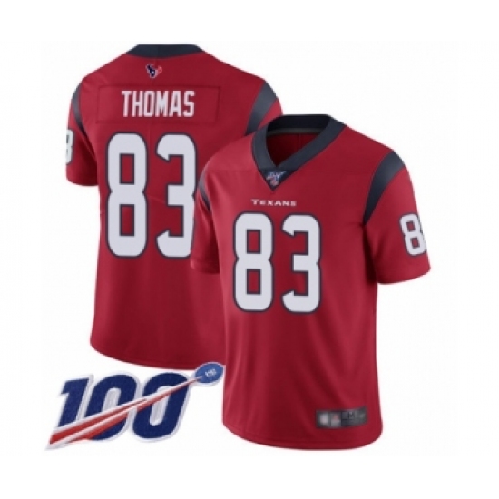 Men's Houston Texans #83 Jordan Thomas Red Alternate Vapor Untouchable Limited Player 100th Season Football Jersey - Ujersey