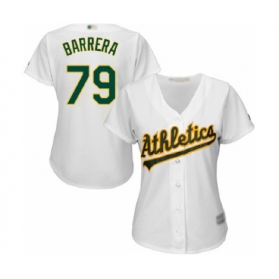 Women's Oakland Athletics #79 Luis Barrera Authentic White Home Cool Base Baseball Player Jersey - Ujersey