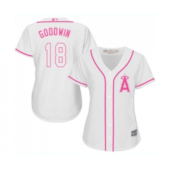 Women's Los Angeles Angels of Anaheim #18 Brian Goodwin Replica White Fashion Cool Base Baseball Jersey - Ujersey