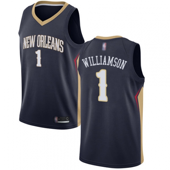 Youth Nike New Orleans Pelicans #1 Zion Williamson Navy NBA Swingman Icon Edition Jersey - Ujersey