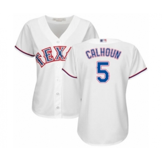 Women's Texas Rangers #5 Willie Calhoun Authentic White Home Cool Base Baseball Player Jersey - Ujersey