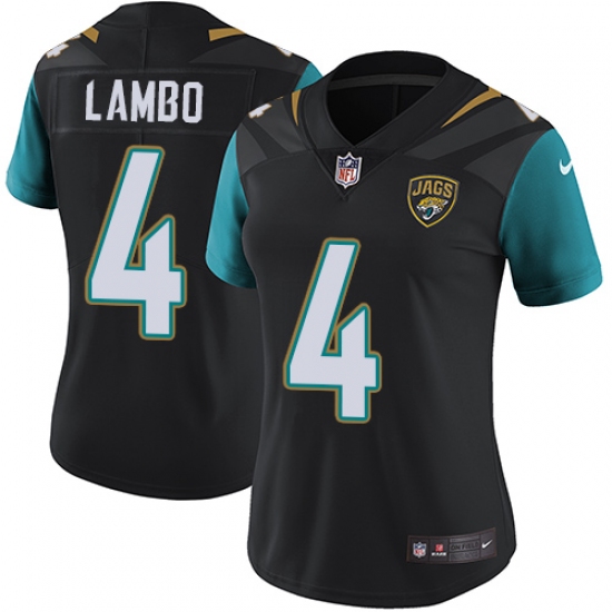 Women's Nike Jacksonville Jaguars #4 Josh Lambo Black Alternate Vapor Untouchable Elite Player NFL Jersey - Ujersey