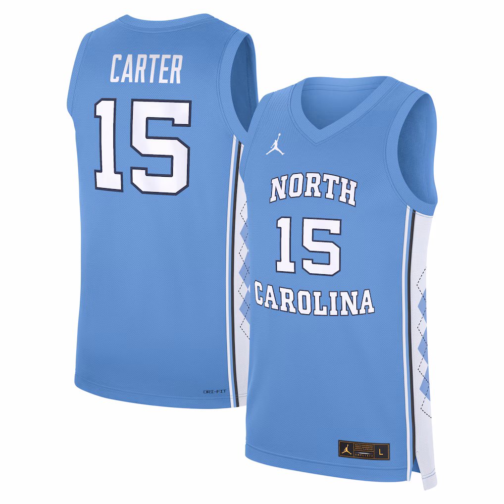 Men's Jordan Brand Vince Carter Carolina Blue North Carolina Tar Heels Road Replica Basketball Jersey - Vujersey Los Angeles Rams