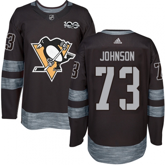 Men's Adidas Pittsburgh Penguins #73 Jack Johnson Authentic Black 1917-2017 100th Anniversary NHL Jersey - Ujersey