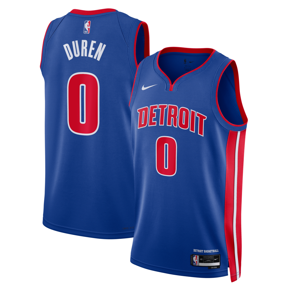 Unisex Detroit Pistons Jalen Duren Nike Blue Swingman Jersey - Icon Edition - Ujersey