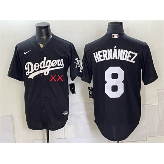 Men's Los Angeles Dodgers x KAWS #8 Enrique Hernández Black Vapor Premier Limited Stitched Baseball Jersey - Ujersey