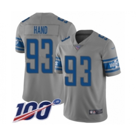 Men's Detroit Lions #93 Da'Shawn Hand Limited Gray Inverted Legend 100th Season Football Jersey - Ujersey