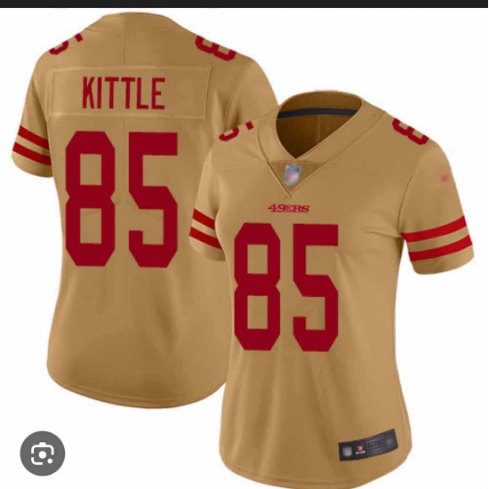 Women's San Francisco 49ers #85 George Kittle Gold Vapor Alternate Football Stitched Jersey(Run Small) - Ujersey