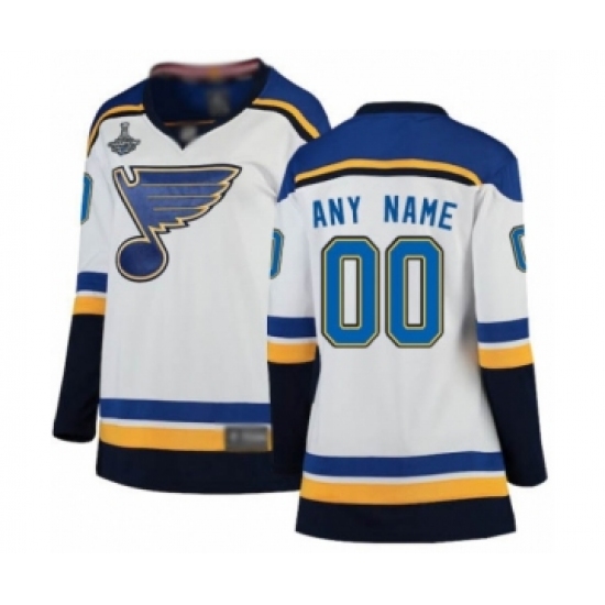 Women's St. Louis Blues Customized Fanatics Branded White Away Breakaway 2019 Stanley Cup Champions Hockey Jersey - Ujersey