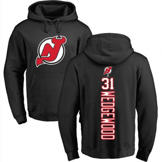 NHL Adidas New Jersey Devils #31 Scott Wedgewood Black Backer Pullover Hoodie - ujerseystore