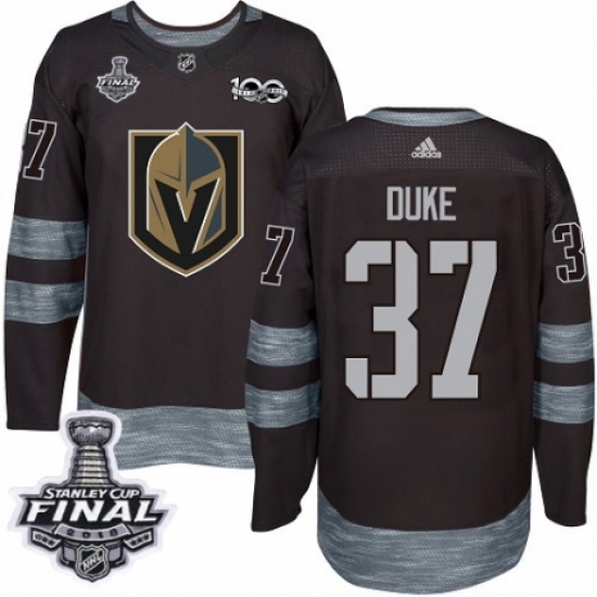 Men's Adidas Vegas Golden Knights #37 Reid Duke Authentic Black 1917-2017 100th Anniversary 2018 Stanley Cup Final NHL Jersey - Ujersey