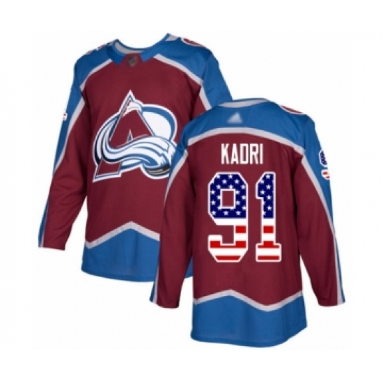 Youth Colorado Avalanche #91 Nazem Kadri Authentic Burgundy Red USA Flag Fashion Hockey Jersey - Ujersey