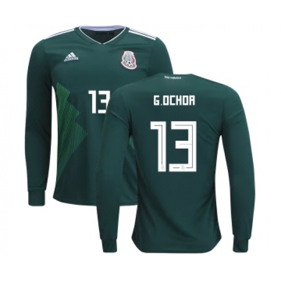 Mexico #13 G.Ochoa Home Long Sleeves Kid Soccer Country Jersey
