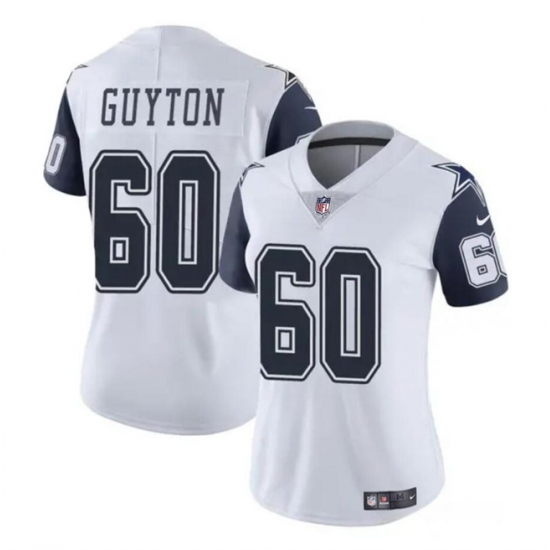 Women's Dallas Cowboys #60 Tyler Guyton White 2024 Draft Color Rush Limited Football Stitched Jersey(Run Small) - Ujersey