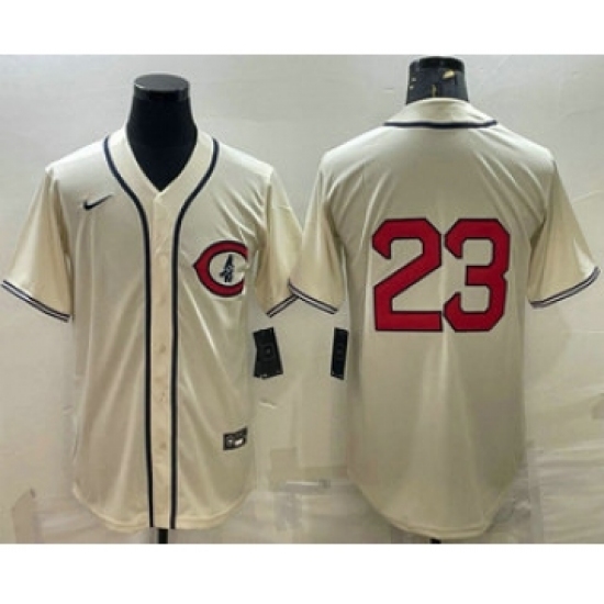 Men's Chicago Cubs #23 Ryne Sandberg 2022 Cream Field of Dreams Cool Base Stitched Baseball Jersey - Ujersey