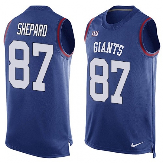 Men's Nike New York Giants #87 Sterling Shepard Limited Royal Blue Player Name & Number Tank Top NFL Jersey - Ujersey