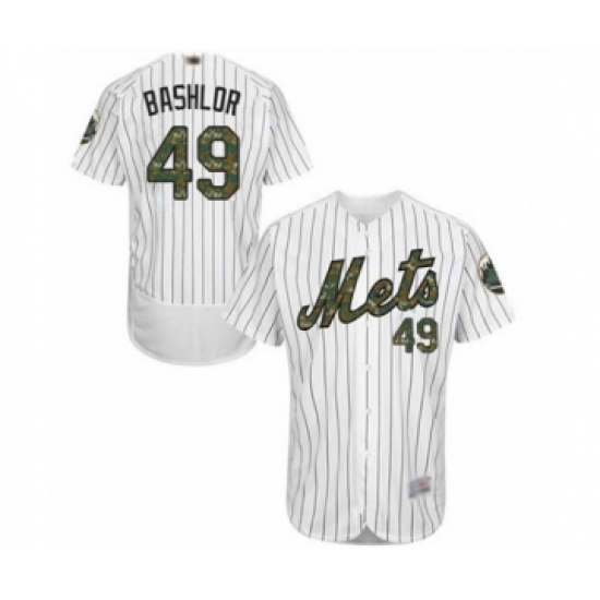 Men's New York Mets #49 Tyler Bashlor Authentic White 2016 Memorial Day Fashion Flex Base Baseball Player Jersey