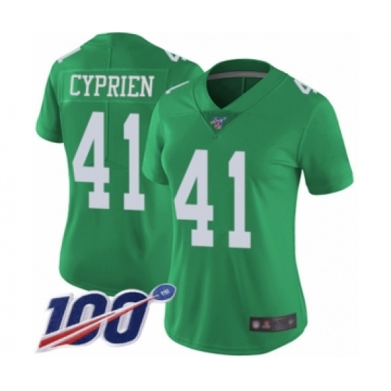 Women's Philadelphia Eagles #41 Johnathan Cyprien Limited Green Rush Vapor Untouchable 100th Season Football Jersey - Ujersey