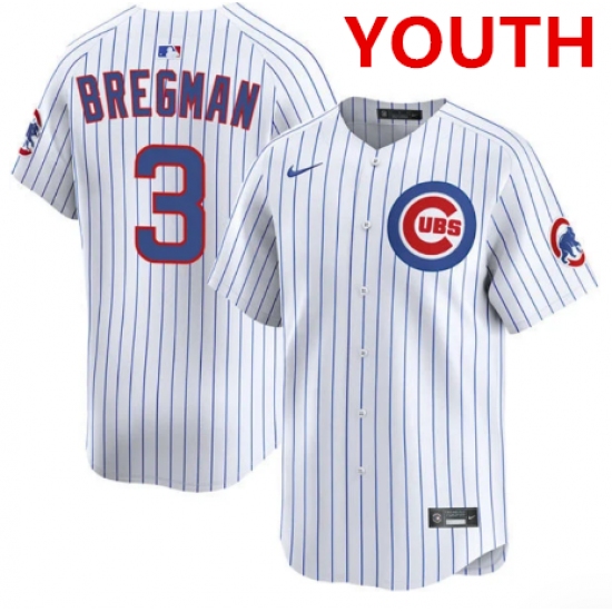 Youth Chicago Cubs #3 Alex Bregman nike White pinstripe home limited jersey - Ujersey