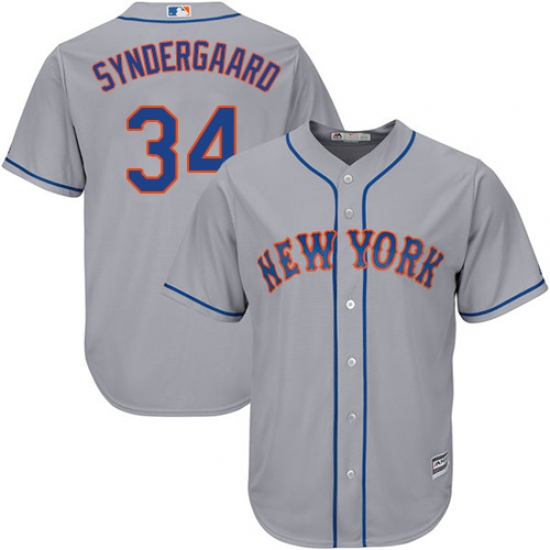 Youth Majestic New York Mets #34 Noah Syndergaard Authentic Grey Road Cool Base MLB Jersey - Ujersey