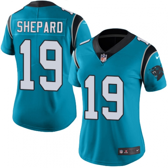 Women's Nike Carolina Panthers #19 Russell Shepard Limited Blue Rush Vapor Untouchable NFL Jersey - Ujersey