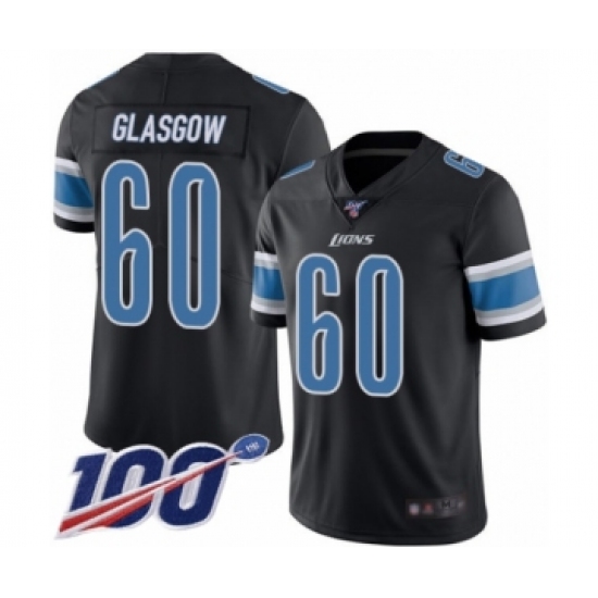 Men's Detroit Lions #60 Graham Glasgow Limited Black Rush Vapor Untouchable 100th Season Football Jersey - Ujersey