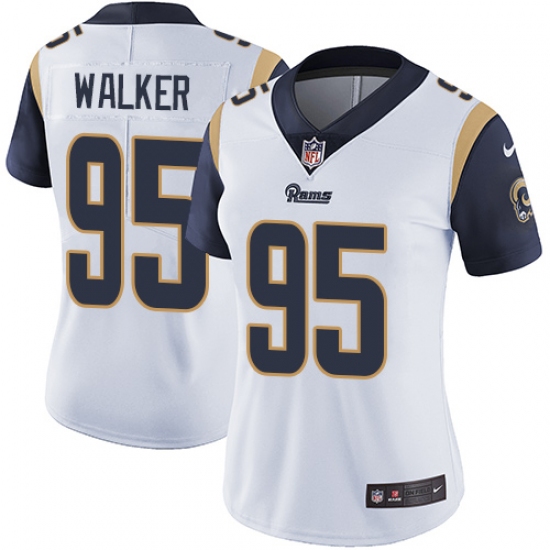 Women's Nike Los Angeles Rams #95 Tyrunn Walker White Vapor Untouchable Limited Player NFL Jersey - Ujersey