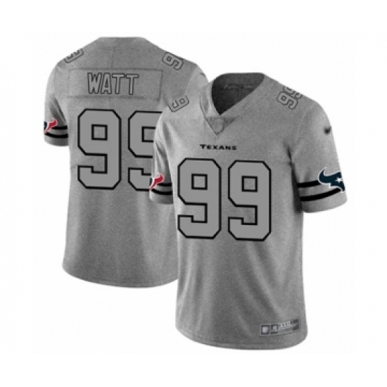 Men's Houston Texans #99 J.J. Watt Limited Gray Team Logo Gridiron Football Jersey - Ujersey