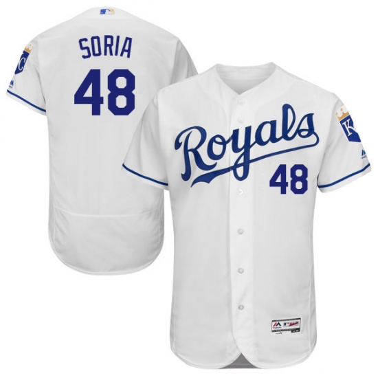 Men's Majestic Kansas City Royals #48 Joakim Soria White Flexbase Authentic Collection MLB Jersey - Ujersey