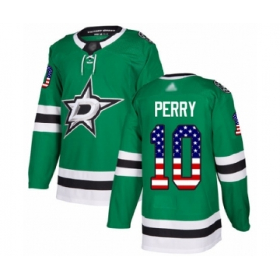 Men's Dallas Stars #10 Corey Perry Authentic Green USA Flag Fashion Hockey Jersey - Ujersey