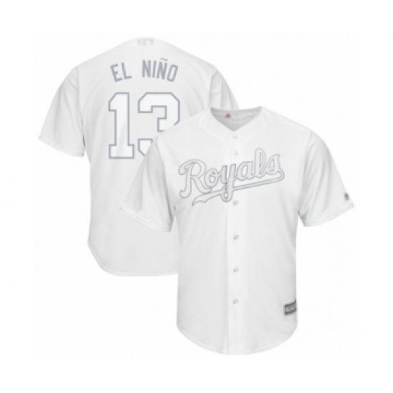 Men's Kansas City Royals #13 Salvador Perez  El Nino Authentic White 2019 Players Weekend Baseball Jersey