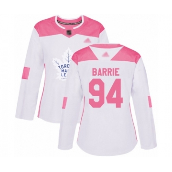 Women's Toronto Maple Leafs #94 Tyson Barrie Authentic White Pink Fashion Hockey Jersey - Ujersey