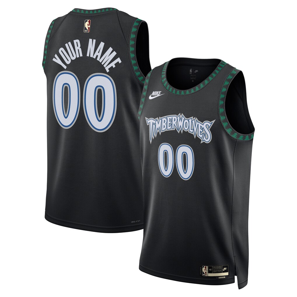 Unisex Minnesota Timberwolves Nike Black Swingman Custom Jersey - Classic Edition - U-jersey