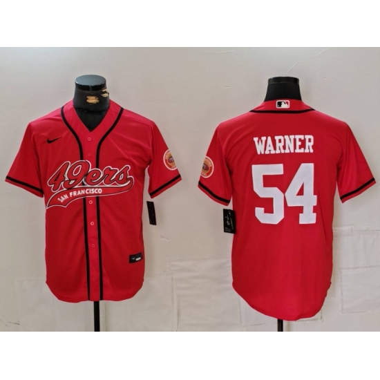 Men's San Francisco 49ers #54 Fred Warner Red With Cool Base Stitched Baseball Jersey - Ujersey