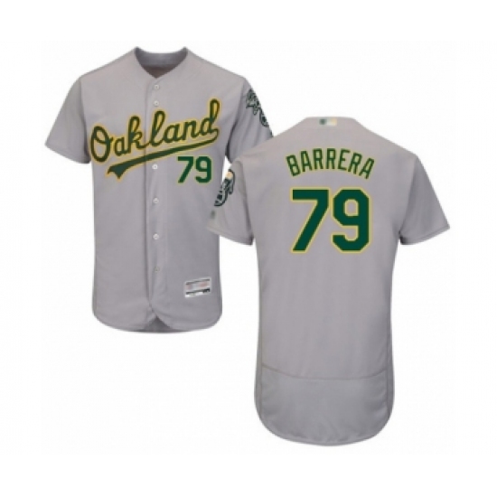 Men's Oakland Athletics #79 Luis Barrera Grey Road Flex Base Authentic Collection Baseball Player Jersey - Ujersey