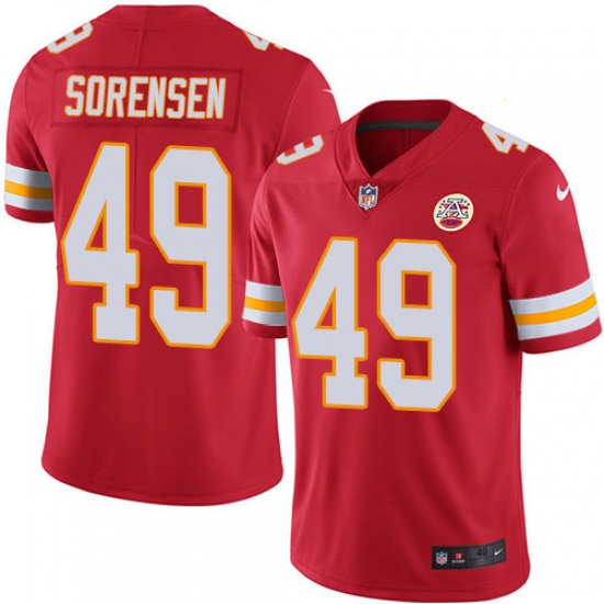 Men's Nike Kansas City Chiefs #49 Daniel Sorensen Red Team Color Vapor Untouchable Limited Player NFL Jersey - Ujersey