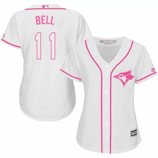 Women's Majestic Toronto Blue Jays #11 George Bell Replica White Fashion Cool Base MLB Jersey - Ujersey