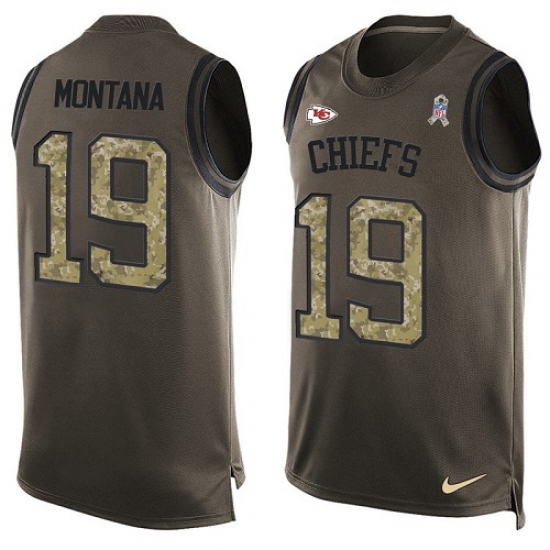 Men's Nike Kansas City Chiefs #19 Joe Montana Limited Green Salute to Service Tank Top NFL Jersey